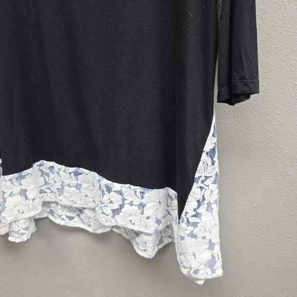 Karen Kane Shirt Womens 2X Black Lace Hem Tunic Top Made USA Stretch Rayon Blend - Picture 3 of 10